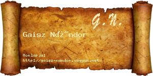 Gaisz Nándor névjegykártya